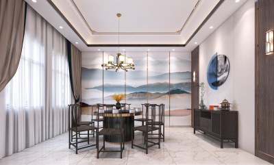 新中式餐厅包厢3D模型下载